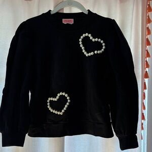 Kate Spade Black Sweater with Pearl Heart Accents
